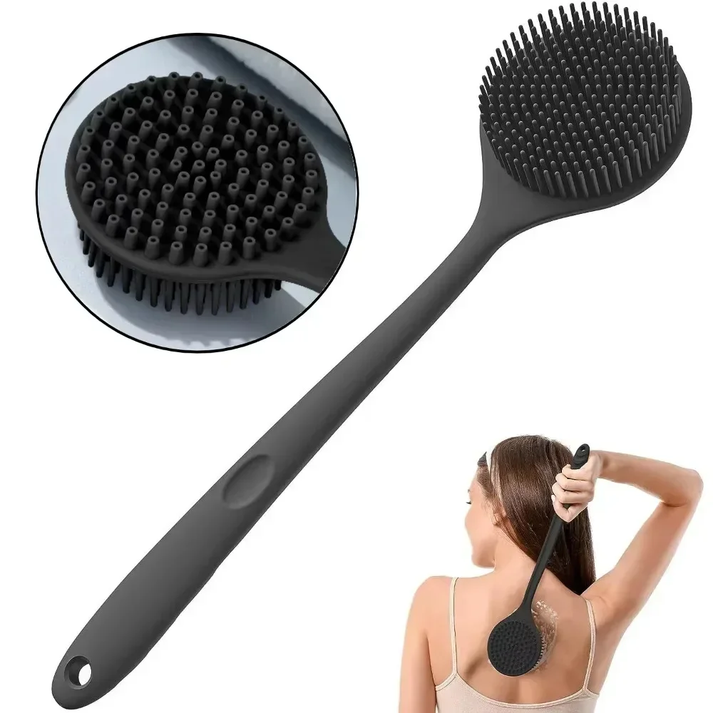 Home Bathroom Cleaning Machine - シリコーンロングハンドルシャワーブラシソフト毛怠惰なバスツールバックスクラバースポンジ角質除去スキンマッサージャー浴室ツール
