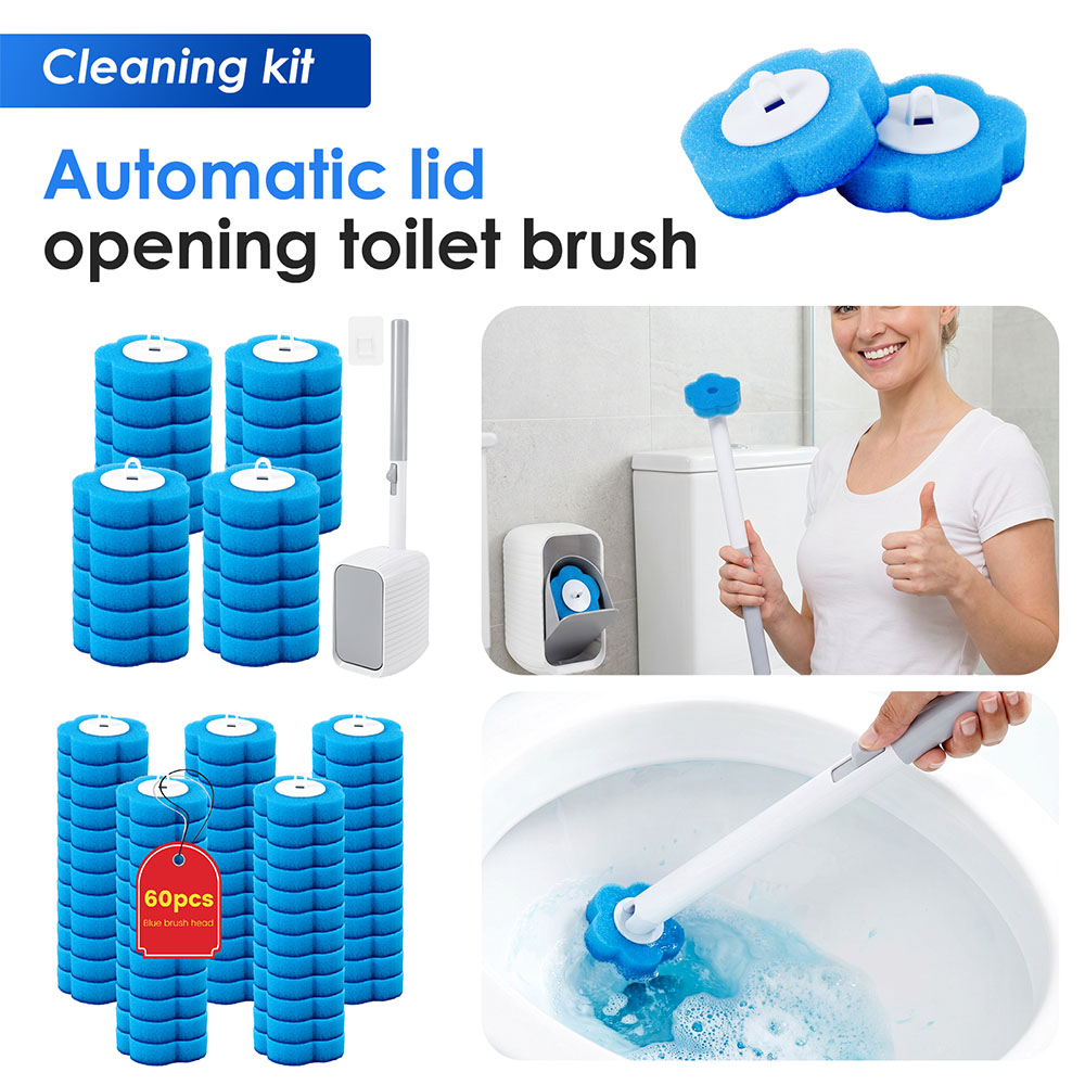 Home Bathroom Gadgets - 新しいトイレブラシ＆ホルダーセット、使い捨てリフィル交換ヘッド付き、クリーニングキット、浴室掃除ブラシ、トイレアクセサリーツール