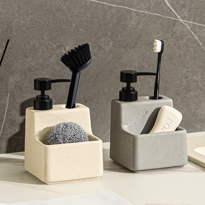 Home Bathroom Soap Dispenser - 収納一体型エマルジョンボトルキッチンバスルームソープディスペンサーエマルジョン洗剤ボトル入り家庭用セラミックエマルジョンボトル