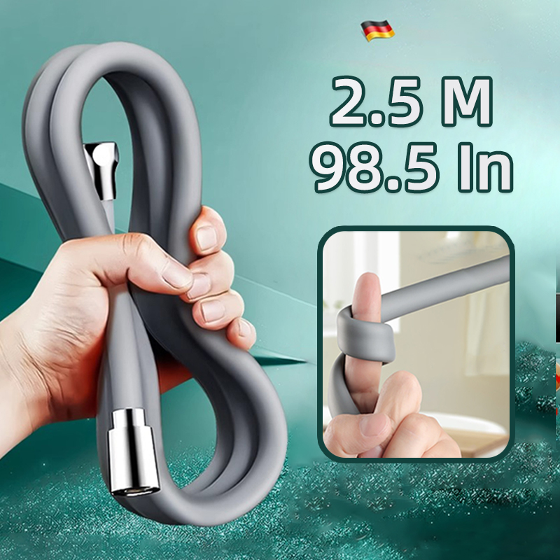 Home Bathroom Gadgets - 2.5 メートルグレーエクストラロングシリコンシャワーホースユニバーサルハンドヘルドシャワーヘッド延長パイプ真鍮ナット浴室付属品