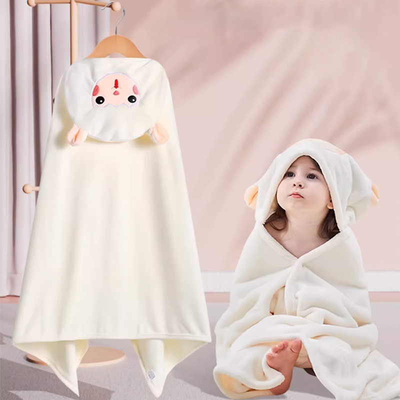 Home Bathroom Towels - 可愛い漫画柄のコーラルフリース素材の着る毛布、柔らかく快適で吸水性に優れた子供用バスタオル