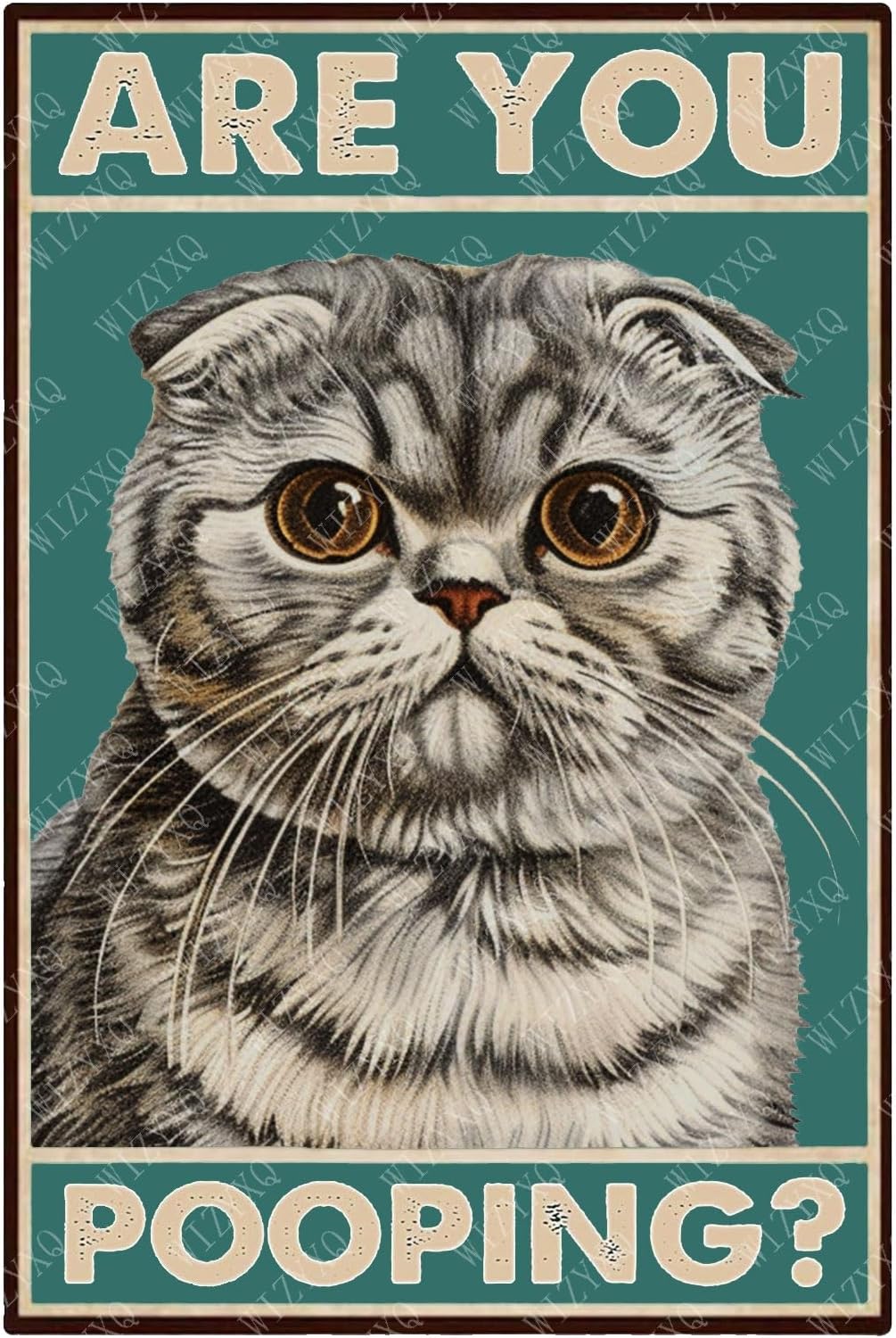 Home Bathroom Signs - メタルサイン「Are You Pooping Scottish Fold Cat」ヴィンテージアルミ製ブリキサイン、自宅のリビングルーム、バー、バスルームの壁装飾用、12x8インチ
