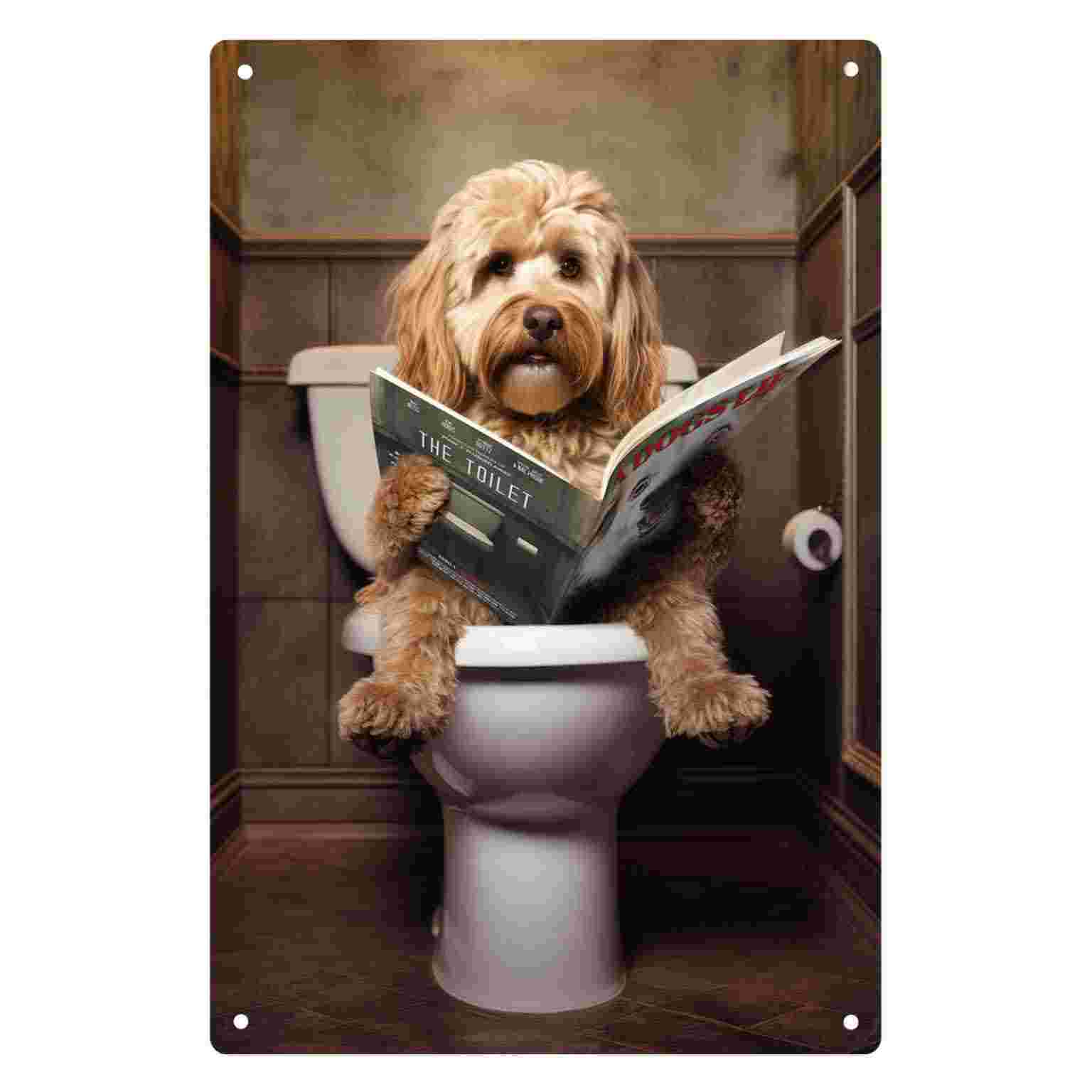 Home Bathroom Signs - 2Dフラット1個入り「王座の上で読書する」メタルウォールサイン装飾、バスルーム、ホームカフェ、ガレージ、寝室、ポーチ、庭用