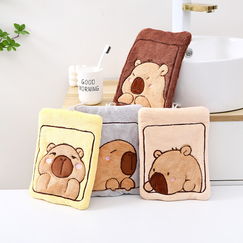 かわいいカピバラの柄がプリントされた、吊り下げ式の速乾性ハン - Home Bathroom Supplies のレビューと価格