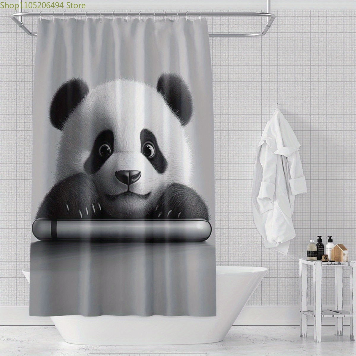 かわいいパンダのシャワーカーテン、愛らしい動物の顔デザイン、 - Adorable Home Bathroom Ideas のレビューと価格
