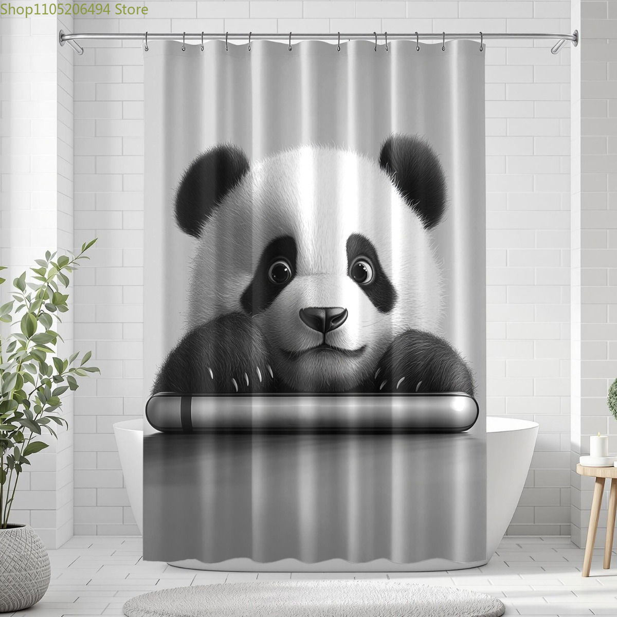 かわいいパンダのシャワーカーテン、愛らしい動物の顔デザイン、 - Adorable Home Bathroom Ideas のレビューと価格