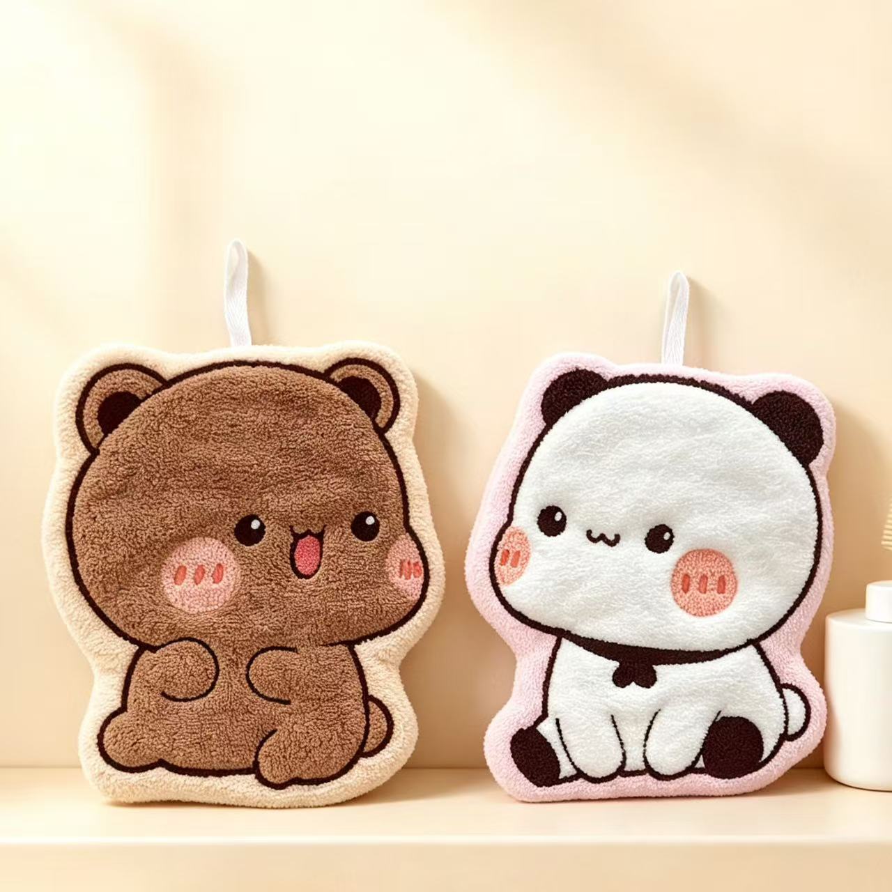 漫画風のクマとパンダの柄が描かれた、厚手で吸水性に優れた、柔 - Home Bathroom Towels のレビューと価格