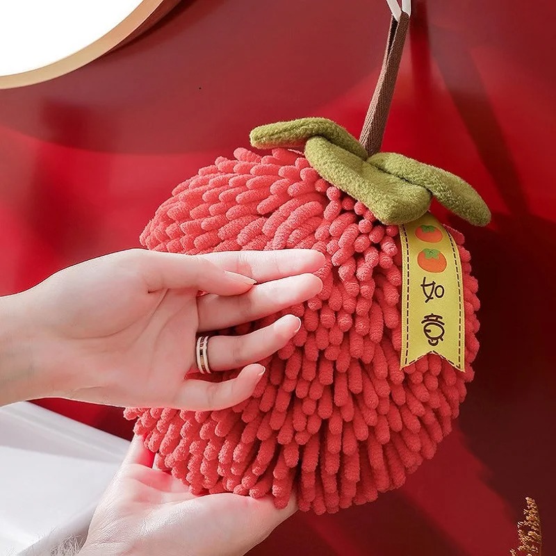 かわいいシェニール織ハンドタオル キッチン・バスルーム用 赤 - Home Bathroom Towels のレビューと価格