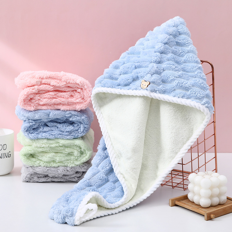 ホームバスルーム用コーラルフリースドライヘアキャップ 超吸水 - Home Bathroom Towels のレビューと価格