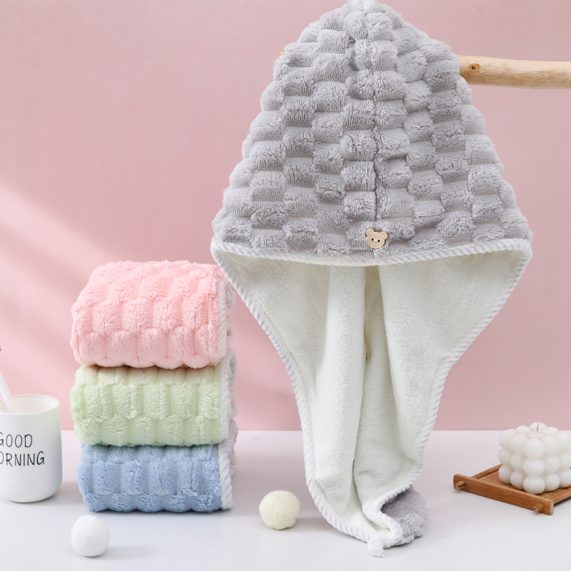 ホームバスルーム用コーラルフリースドライヘアキャップ 超吸水 - Home Bathroom Towels のレビューと価格