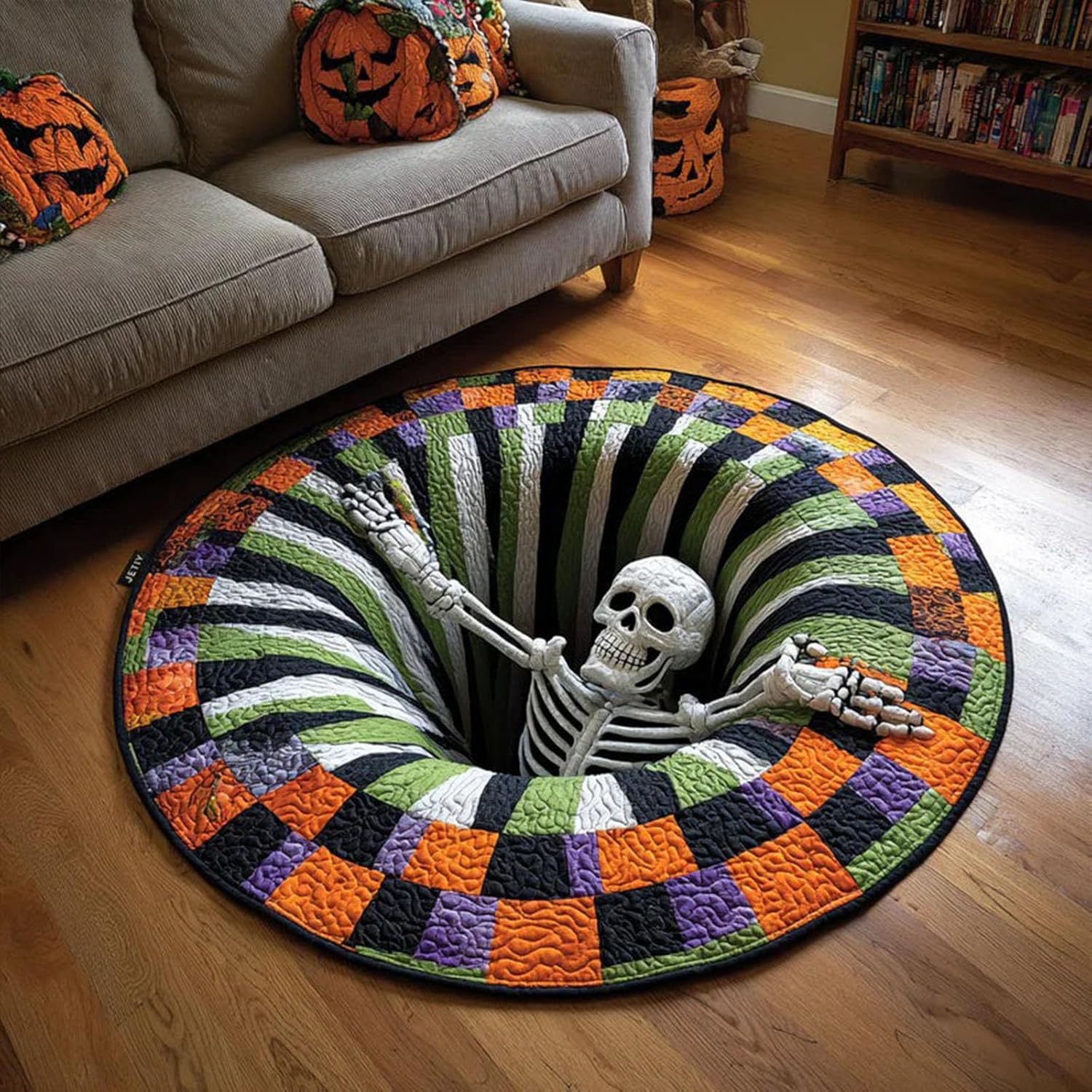 ハロウィーン柄の丸型カボチャとドクロのプリントが施された、滑 - Home Bathroom Carpet のレビューと価格