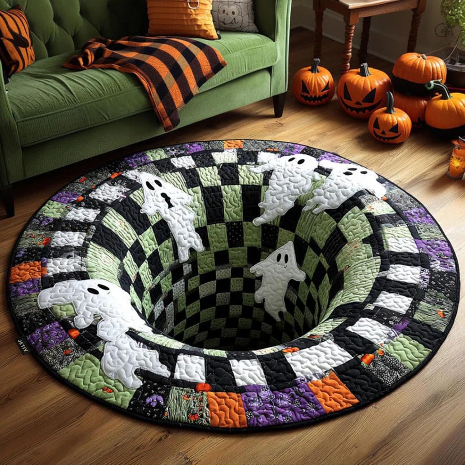ハロウィーン柄の丸型カボチャとドクロのプリントが施された、滑 - Home Bathroom Carpet のレビューと価格