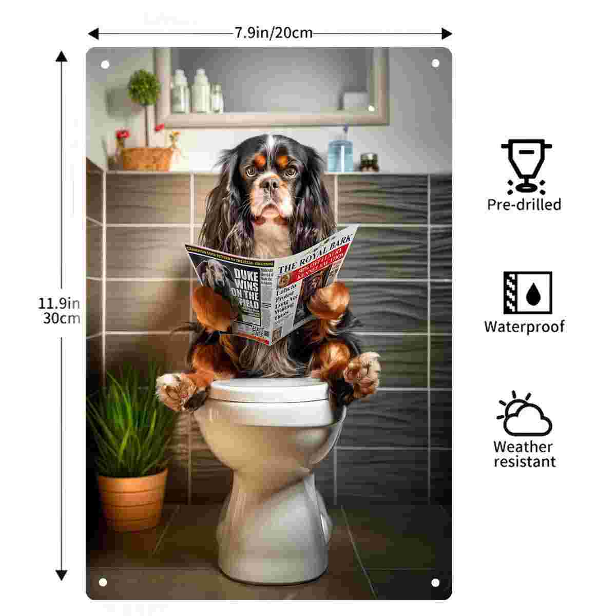 2Dフラット1個入り「トイレで新聞を読む犬」面白いトイレ装飾 - Home Bathroom Toilet のレビューと価格