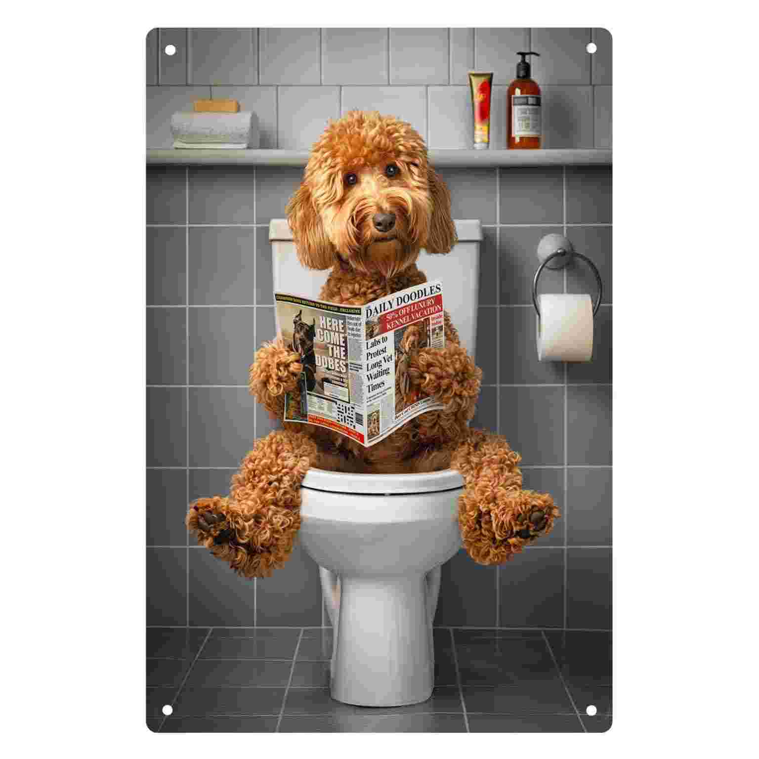 2D フラット 1 個入り「デイリー ドゥードルズ」面白い犬 - Home Bathroom Toilet のレビューと価格