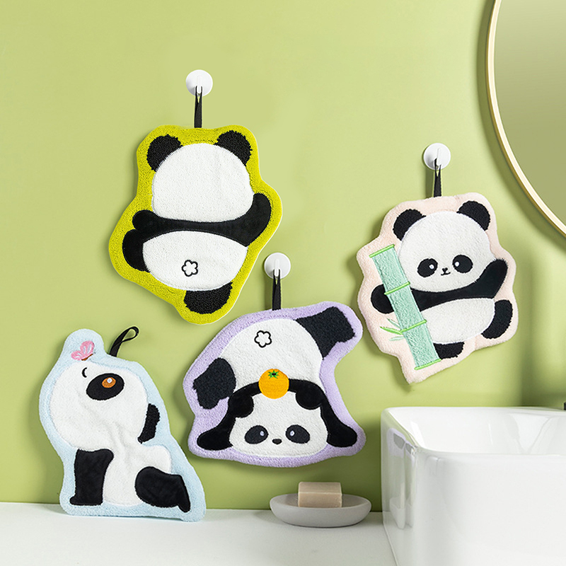 かわいいパンダのハンドタオル、吸水性と速乾性のあるタオル、キ - Home Bathroom Towels のレビューと価格