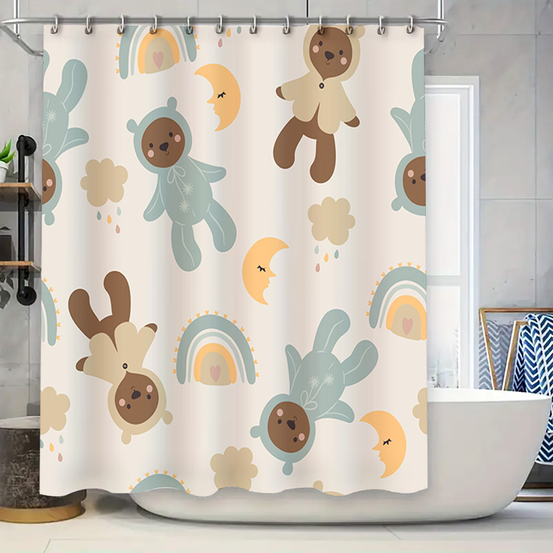 愛らしいアニマル柄のシャワーカーテンセット、子供用バスルーム - Adorable Home Bathroom Ideas のレビューと価格