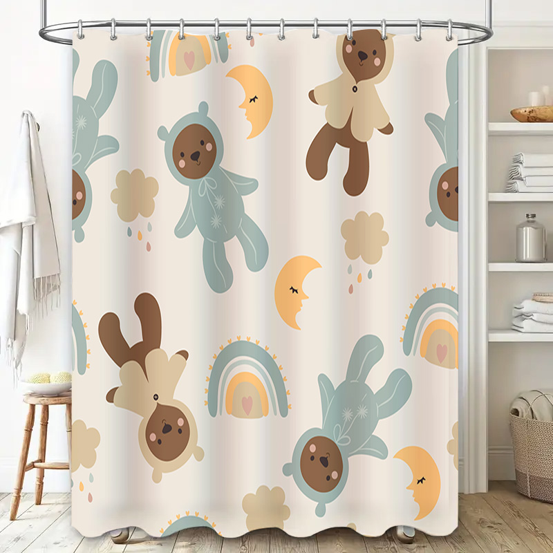 愛らしいアニマル柄のシャワーカーテンセット、子供用バスルーム - Adorable Home Bathroom Ideas のレビューと価格