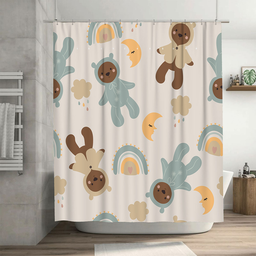 愛らしいアニマル柄のシャワーカーテンセット、子供用バスルーム - Adorable Home Bathroom Ideas のレビューと価格
