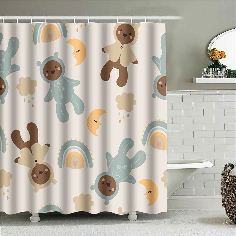 愛らしいアニマル柄のシャワーカーテンセット、子供用バスルーム - Adorable Home Bathroom Ideas のレビューと価格