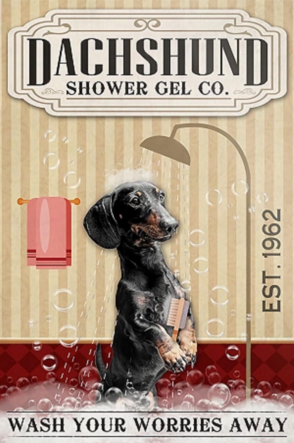 ダックスフント犬シャワージェルメタルサイン　悩みを洗い流す　 - Home Bathroom Signs のレビューと価格