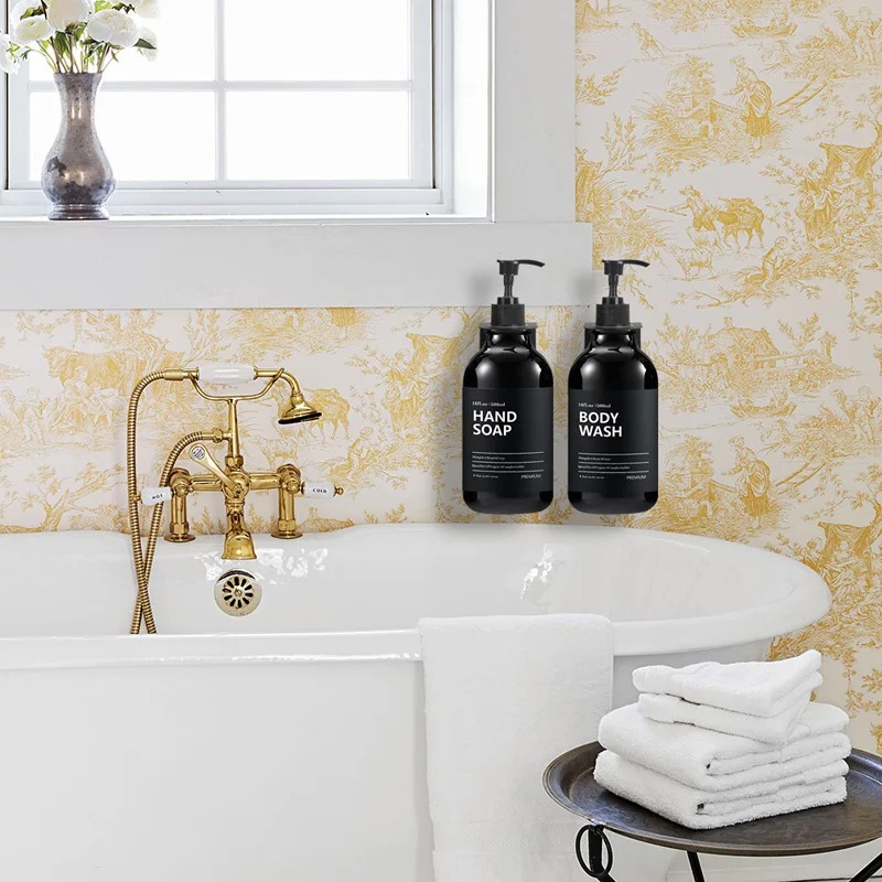 2 個 500 ミリリットルソープディスペンサーラベル付き詰 - Home Bathroom Soap Dispenser のレビューと価格