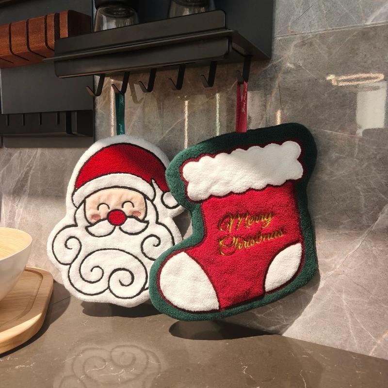 (Ce14)かわいいクリスマス柄の吊り下げ式ハンドタオル。吸 - Home Bathroom Towels のレビューと価格