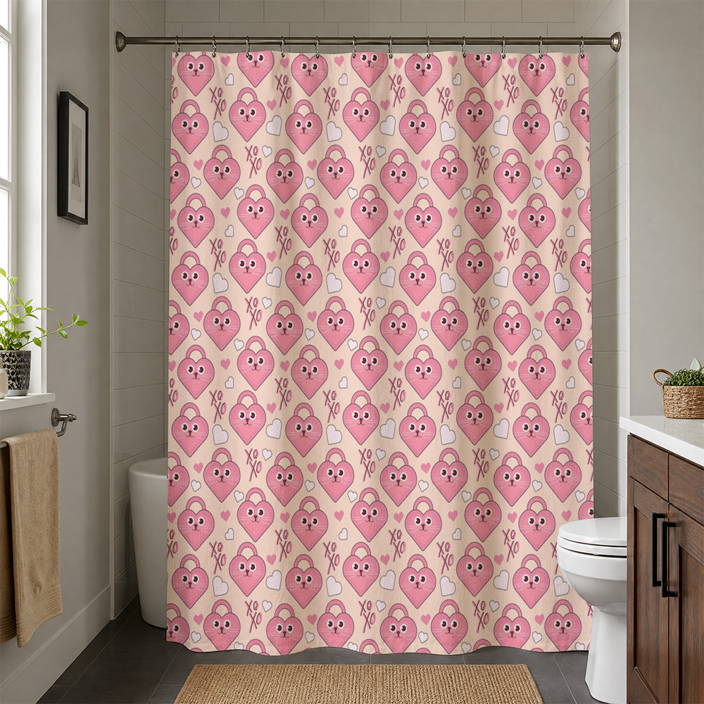 かわいいピンクのハート柄シャワーカーテン、バスルームの装飾に - Adorable Home Bathroom Ideas のレビューと価格