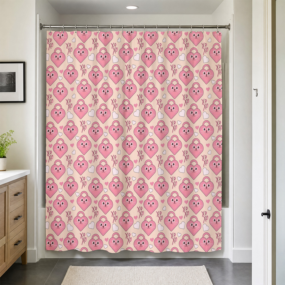 かわいいピンクのハート柄シャワーカーテン、バスルームの装飾に - Adorable Home Bathroom Ideas のレビューと価格